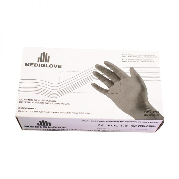 Guantes descartables de nitrilo.
