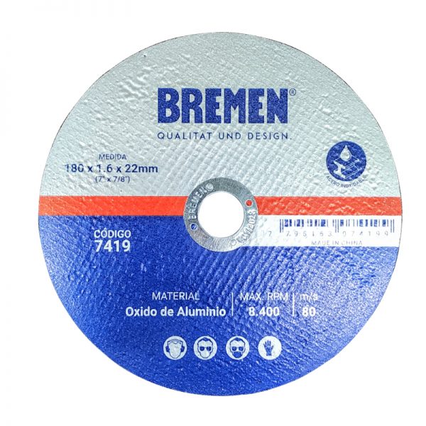 Disco de corte Bremen 178x1,6mm